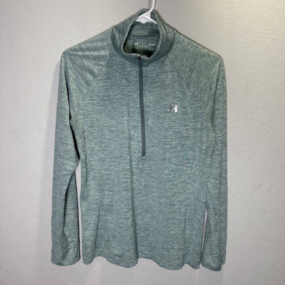 Under Armour Women's size medium Green 1/2 Zip Heatgear Long Sleeve lightweight